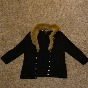 Cardigan with Fur neck lining